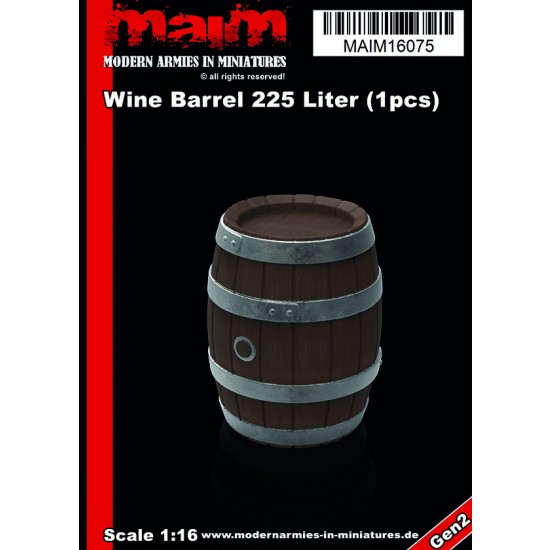 1/16 Wine Barrel 225 Liters (height: 45mm, resin)
