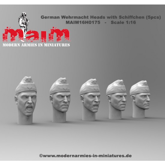1/16 German Wehrmacht Heads with Schiffchen Set (5 Heads) 