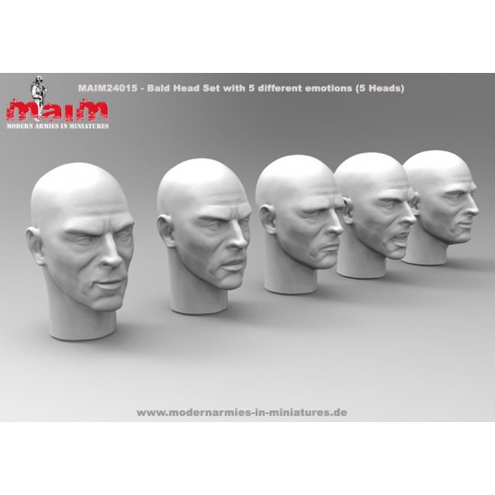 1/24 Bald Heads Set with Different Emotions #1
