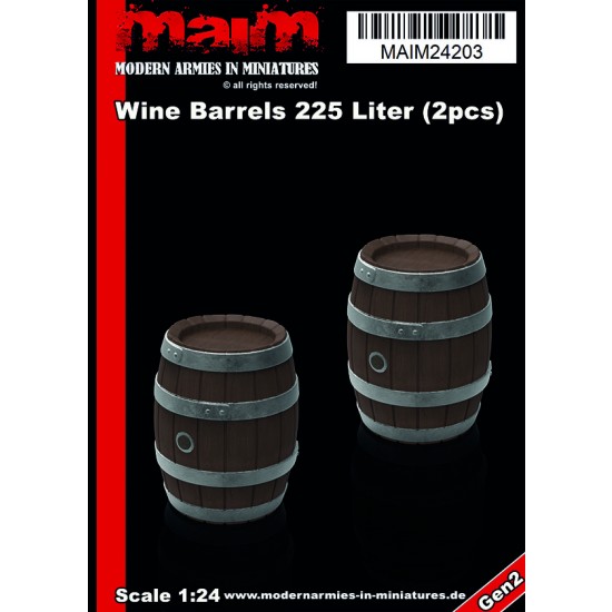 1/24 Wine Barrels 225 Liters (2pcs,  each height: 30mm)