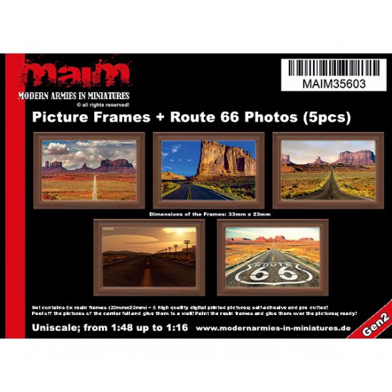 1/48 - 1/16 Picture Frames + Route66 Photos (5pcs)
