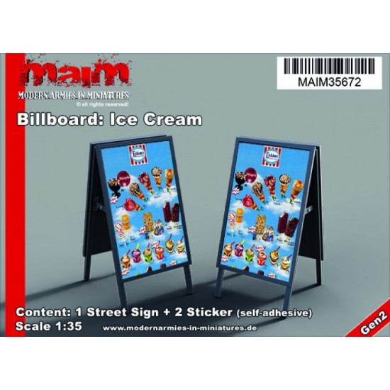 1/35 Billboard: Ice Cream (1 street sign & 2 sticker)
