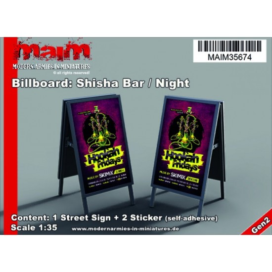1/35 Billboard: Shisha Bar / Night (1 street sign & 2 sticker)