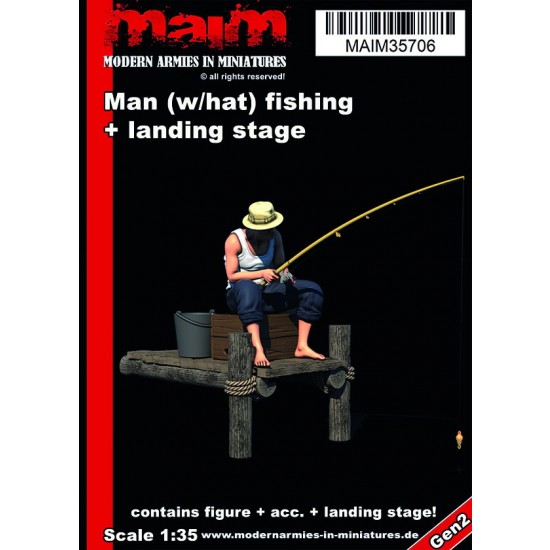 1/35 Man w/Hat Fishing w/Small Landing Stage