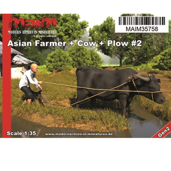 1/35 Vietnamese Farmer, Cow & Plow #2