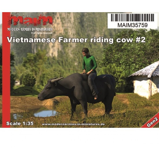 1/35 Vietnamese Farmer Riding Cow #2
