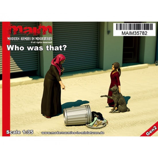 1/35 "Who was That?" Iraqi Civilians (3 figures w/trash container)