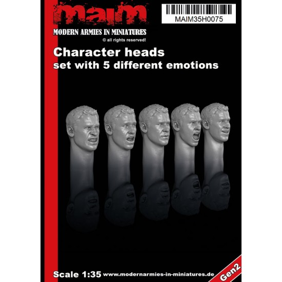 1/35 Character Heads with 5 Different Emotions (5 Heads)