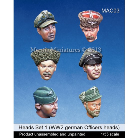 1/35 WWII German Officers Heads Set 1 (6pcs)