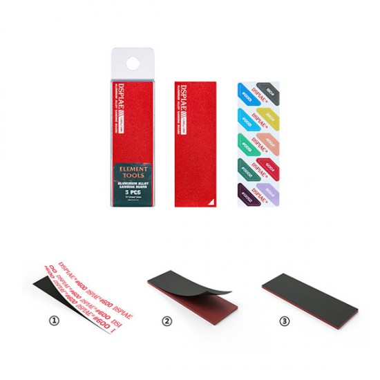 Aluminum Alloy Sanding Board #Red (75x25x2mm, 3pcs)