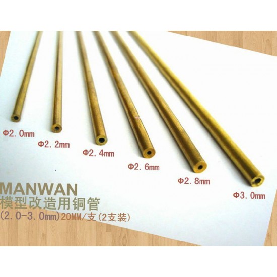 Brass Pipe (Diameter: 3.0mm, Length: 20cm, 2pcs)