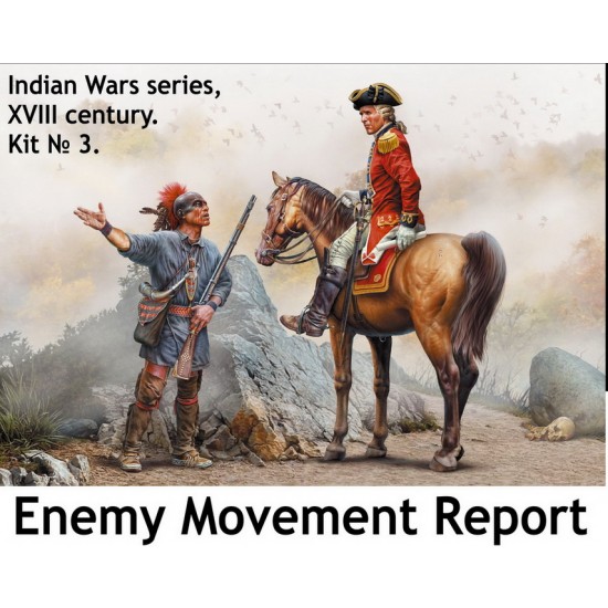 1/35 Indian Wars Series - Enemy Movement Report, XVIII Century #3 (2 figure, 1 horse)
