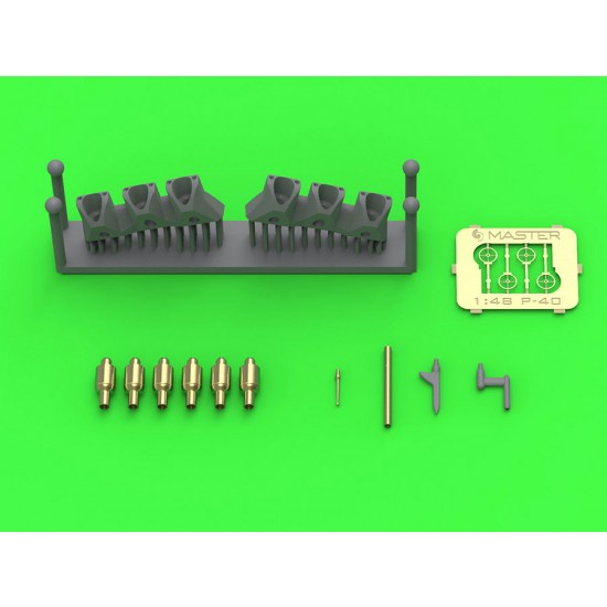 1/48 Curtiss P-40 E Gunsight, Pitot Tube, Browning .50 Blast Tubes w/Adapter for Eduard