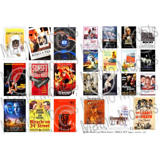 1:35 Movie Posters SMALL SET 1940s - 2000s