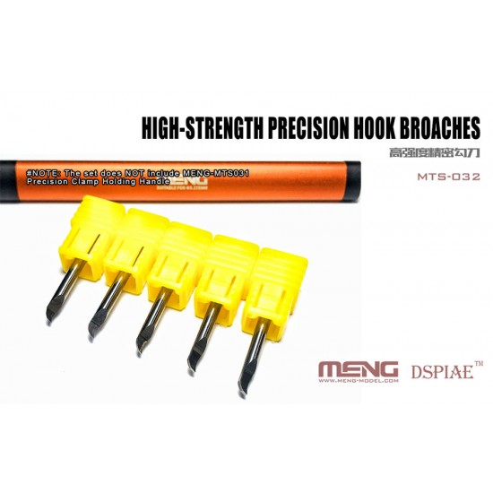 High-strength Precision Hook Broaches (size: 0.1, 0.3, 0.5, 0.8, 1.0mm, shank: 3.175mm)