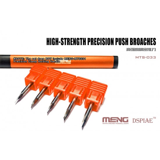 High-strength Precision Push Broaches (size: 0.15, 0.3, 0.5, 0.8, 1.0mm, shank: 3.175mm)