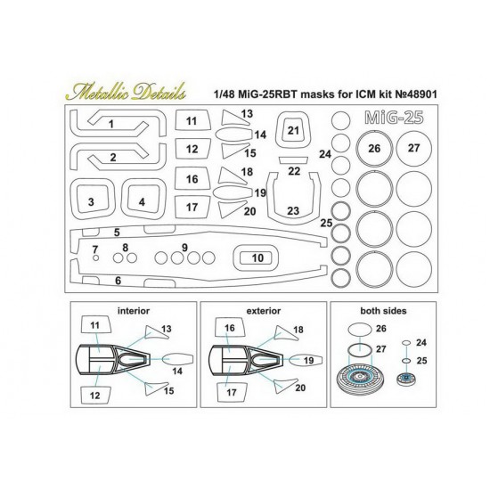 1/48 Mikoyan-Gurevich MiG-25RBT Paint Masking Sheet for ICM Kits