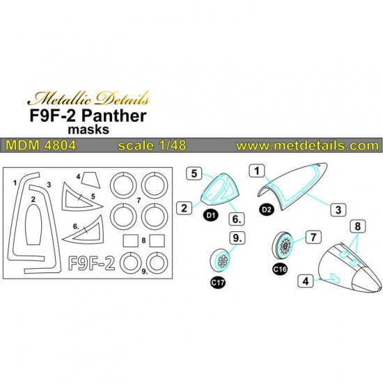 1/48 Grumman F9F-2 Panther Paint Masking for Trumpeter kits
