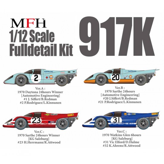 1/12 Full Detail kit - Porsche 917K Ver.C: Sarthe 24hrs #23/Watkins Glen 6hrs #31/#32 1970