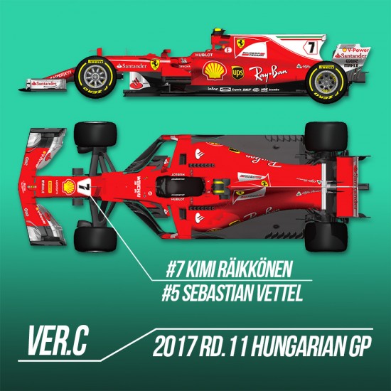 1/12 Ferrari SF70H Ver.C: 2017 Rd.11 Hungarian GP #5 S.Vettel/#7 K.Raikkonen