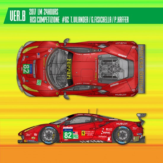 1/24 Ferrari 488 GTE Ver.B: 2017 LM 24h Risi Competizione #82 T.Vilander/G.Fisichella