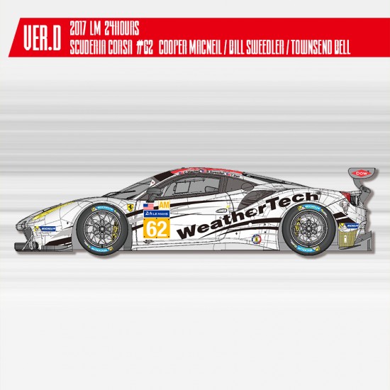 1/24 Ferrari 488 GTE Ver.D: 2017 LM 24h Scuderia Corsa #62 C.MacNeil/B.Sweedler/T.Bell