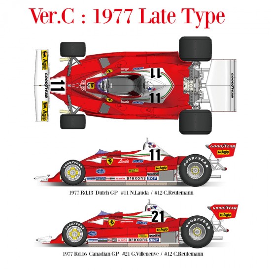 1/12 Ferrari 312T2 Ver.C 1977 Late Type Rd.13 Dutch GP #11 #12/Rd.16 Canadian GP #21 #12