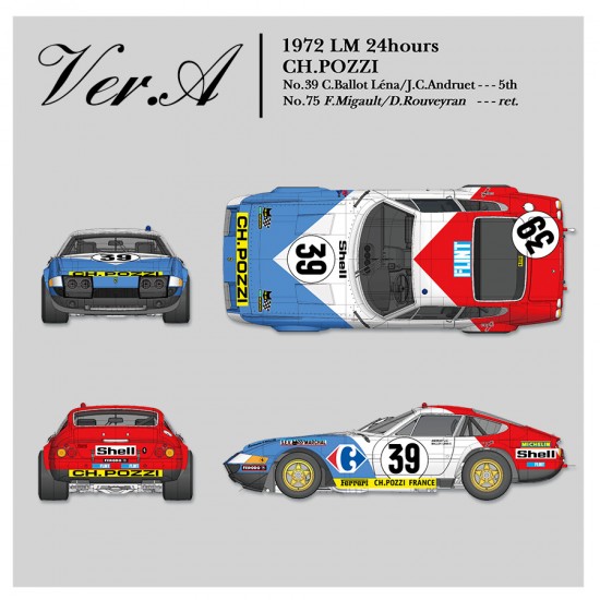 1/12 Full Detail Kit: Ferrari 365 GTB/4 Racing Ver.A 1972 LM 24h #39 #75