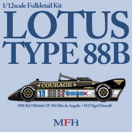 1/12 LOTUS TYPE 88B 1981 Rd.9 British GP #11 Elio de Angelis / #12 Nigel Mansell