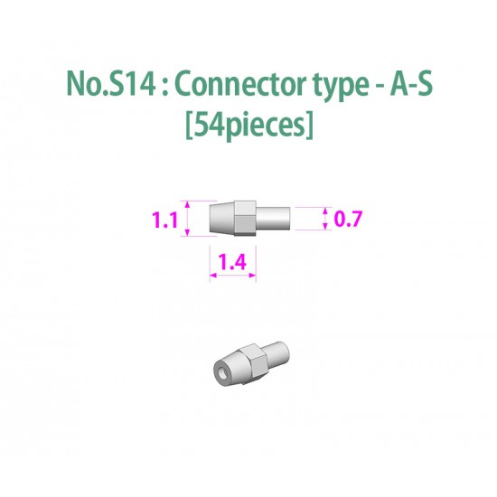Metal Rivets Series No.S14: Connector type-A-S (54pcs)
