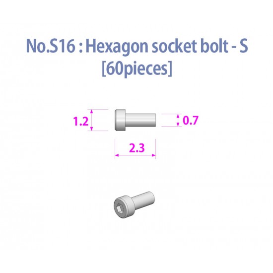 Metal Rivets Series for 1/9 Motorcycle No.S16: Hexagon Socket Bolt-S (60pcs)