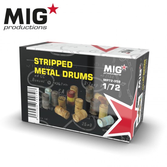1/72 Stripped Metal Drums (resin, 15pcs)