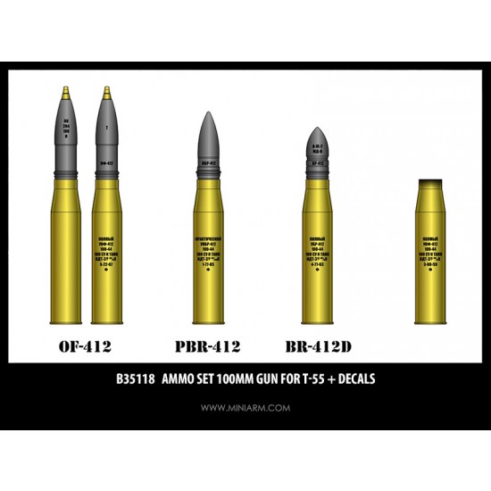 1/35 Modern Russian Armour Ammo Set - T-55 100mm Gun w/Decals (#MINI ...