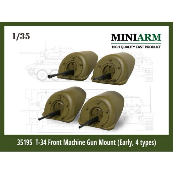 1/35 T-34 Front Machine Gun Mount (4 type) set #1 for Dragon/Zvezda/Trumpeter kits