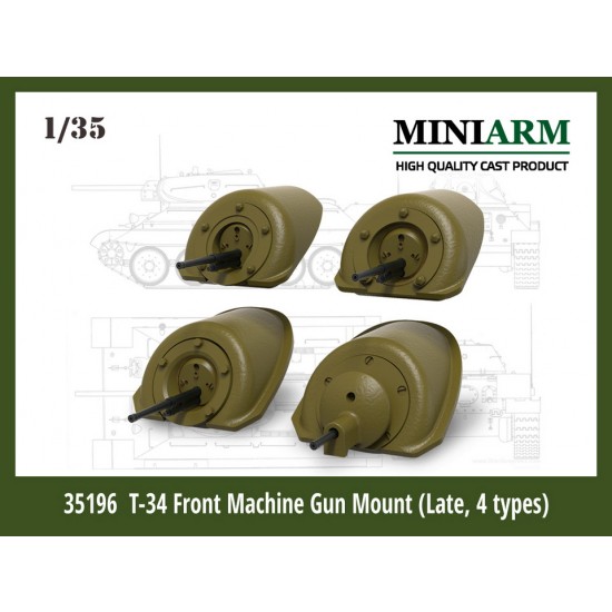 1/35 T-34 Front Machine Gun Mount (4 type) set #2 for Dragon/Zvezda/Trumpeter kits