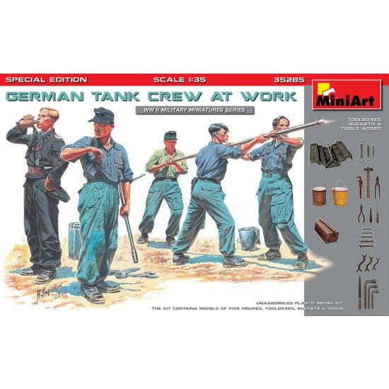 1/35 German Tank Crew At Work (5 Figures w/Accessories) [Special Edition]
