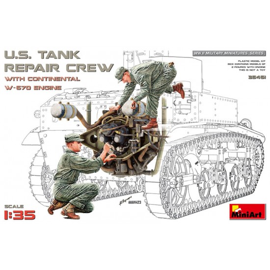 1/35 US Tank Repair Crew (2 figures) with Continental W-670 Engine