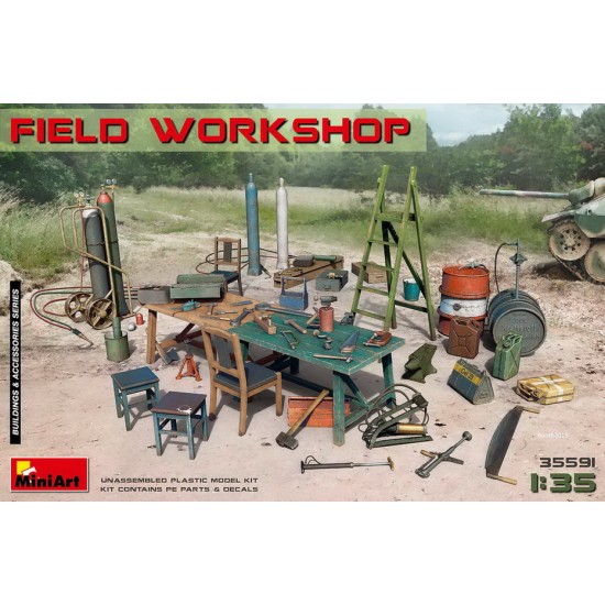 1/35 Field Workshop: Gas Cylinders, Ladders, Table, Buckets, Cart, Anvil, Beams