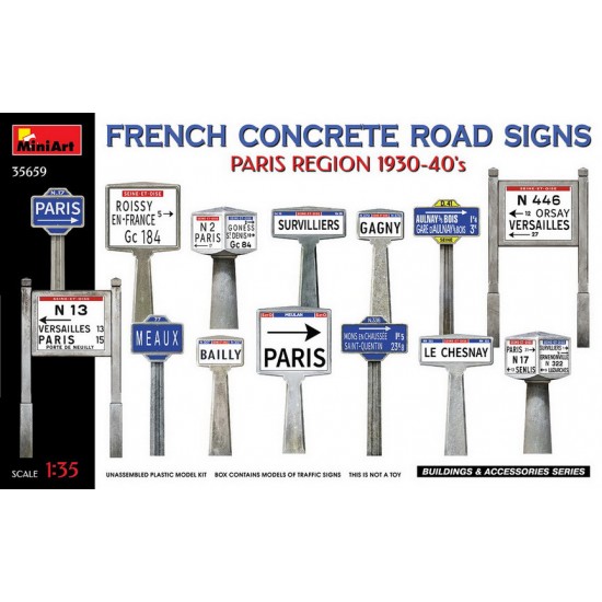 1/35 French Concrete Road Signs 1930-40s, Paris Region