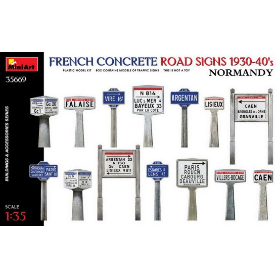 1/35 French Concrete Road Signs 1930-40s, Normandy