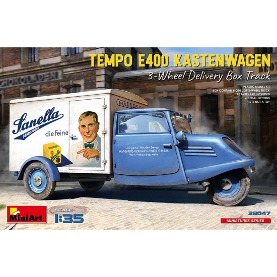 1/35 Tempo E400 Kastenwagen 3-Wheel Delivery Box Track