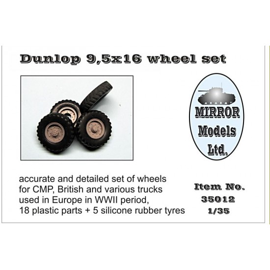 1/35 WWII Dunlop 9.5x16 Wheel set for CMP, British & Various Trucks (5 wheels)