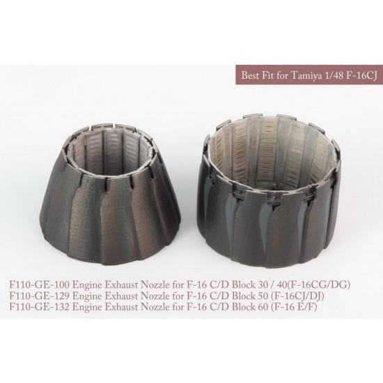 1/48 F-16 C/D Block 30/40/50/60 GE Exhaust Nozzle Set for Hasegawa kits (Opened + Closed)