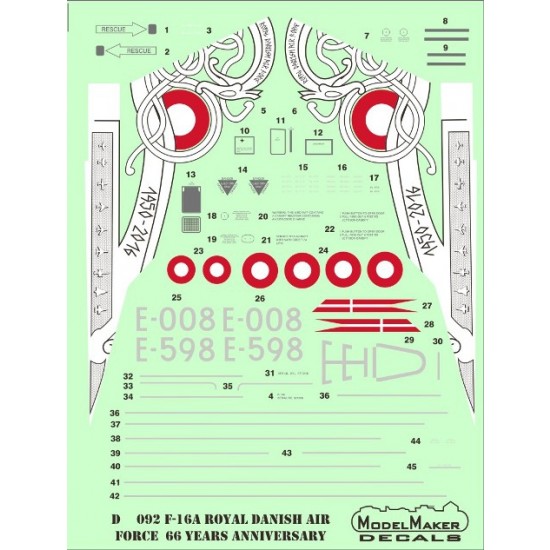 1/48 F-16A Royal Danish Air Force 66 Years Anniversary (decal)