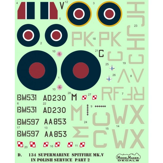 1/72 Supermarine Spitfire Mk V in Polish service (decal)
