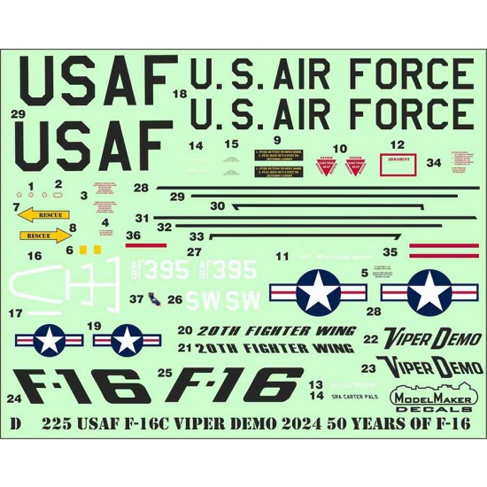 1/72 USAF F-16C Viper Demo 2024 50 Years Decals