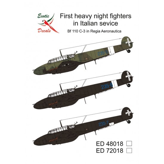 1/48 First Heavy Night Fighters in Italian service -Bf 110C-3 in Regia Aeronautica (decal)