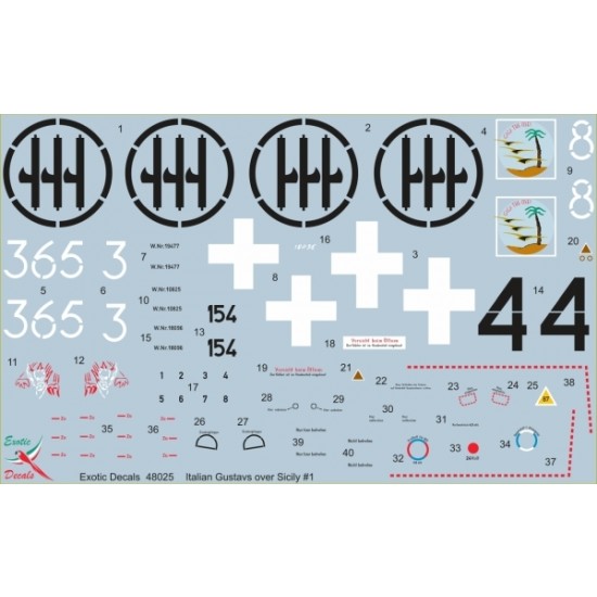 1/48 Italian Gustavs Over Sicily #1 - Bf 109G In Regia Aeronautica [Exotic Decals]
