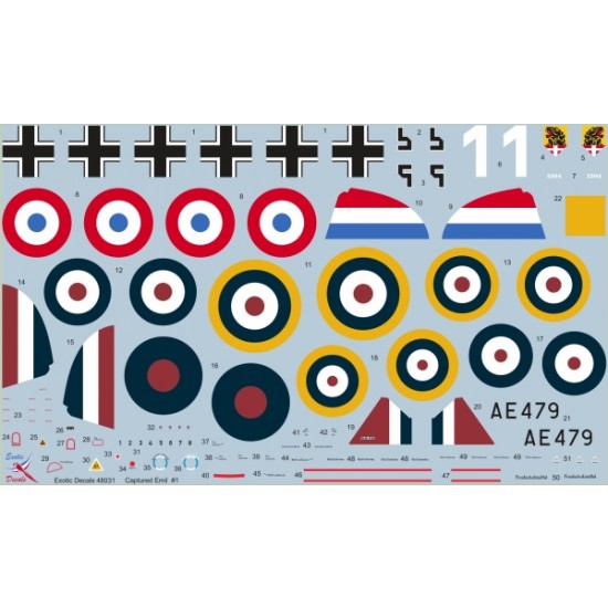 1/48 Captured Emil #1 -captured Bf 109 E-3 W.Nr 1304 (decal)
