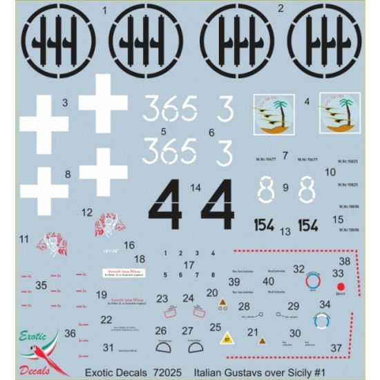 1/72 Italian Gustavs Over Sicily #1 - Bf 109G In Regia Aeronautica [Exotic Decals]